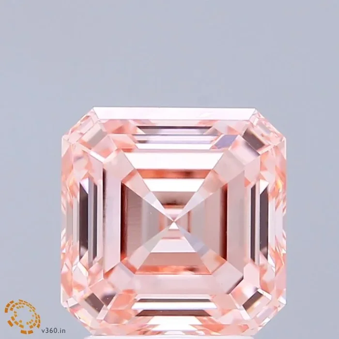 3.01 Carat Asscher Shaped, Ideal Cut, FANCY INTENSE PINK Color, VS1 Clarity, IGI Certified Lab Grown Diamond
