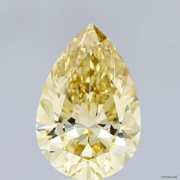 3.01 Carat Pear Shaped, Ideal Cut, FANCY INTENSE YELLOW Color, VS1 Clarity, IGI Certified Lab Grown Diamond