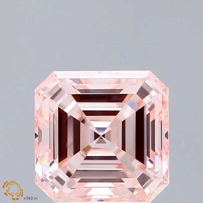3.04 Carat Asscher Shaped, Ideal Cut, FANCY INTENSE PINK Color, VS1 Clarity, IGI Certified Lab Grown Diamond