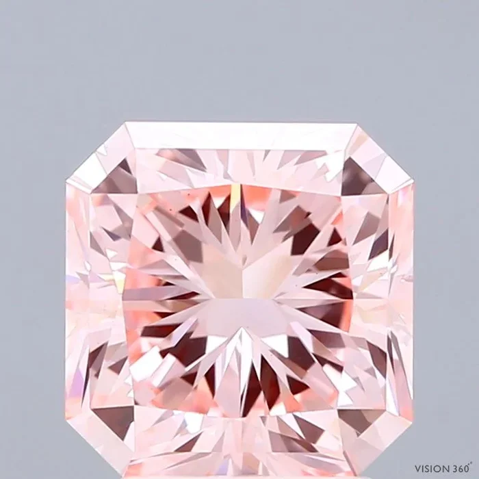 3.06 Carat Radiant Shaped, Ideal Cut, FANCY VIVID PINK Color, VVS2 Clarity, IGI Certified Lab Grown Diamond