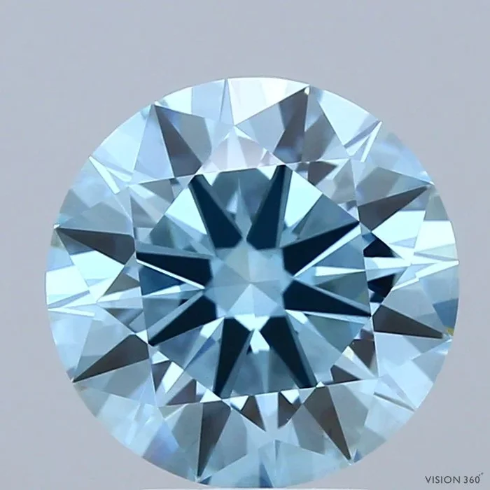 3.08 Carat Round Shaped, Ideal Cut, FANCY VIVID BLUE Color, VVS2 Clarity, IGI Certified Lab Grown Diamond