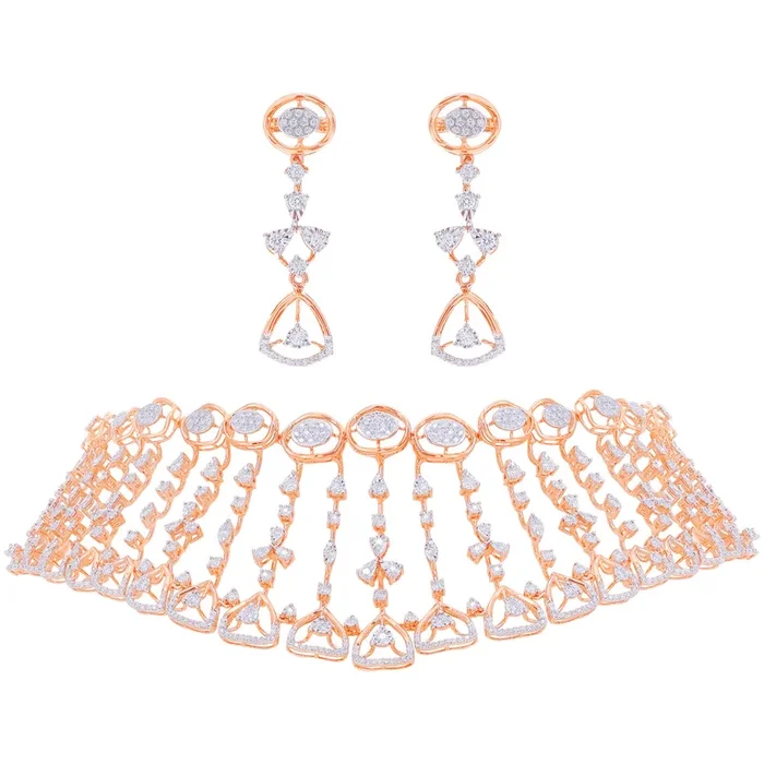 3.09Ct VVS/EF Diamond Choker Set in 18K Rose Gold