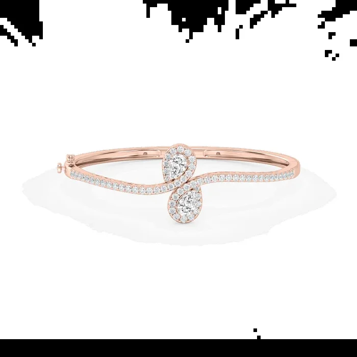3 ¼ ctw Pear and Round Lab Grown Diamond Bypass Bangle Bracelet – 7.25 Inches