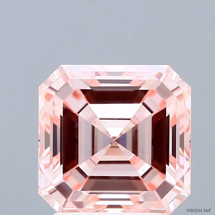 3.10 Carat Asscher Shaped, Ideal Cut, FANCY INTENSE PINK Color, VS1 Clarity, IGI Certified Lab Grown Diamond