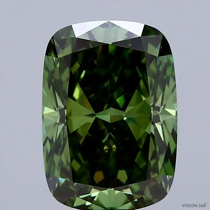 3.18 Carat Cushion Shaped, Excellent Cut, FANCY VIVID GREEN Color, VS1 Clarity, IGI Certified Lab Grown Diamond