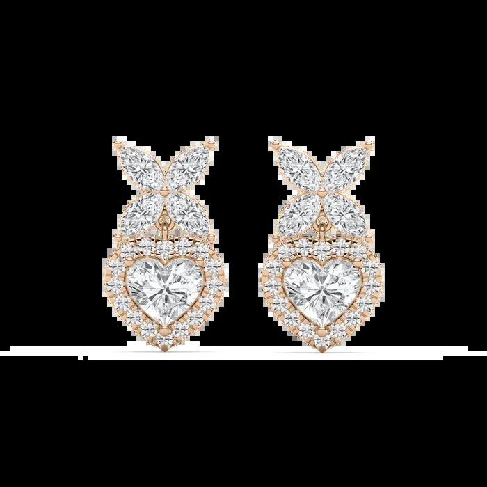 3 ¾ ctw Heart & Marquise Lab Grown Diamond Petal Drop Earrings