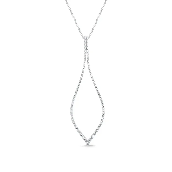 3/4 CTW Natural Diamond 18-inch Large Teardrop Pendant in 10KT White Gold