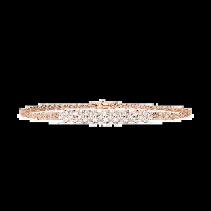 3/4 ctw Round Lab Grown Diamond Cluster Chain Bracelet – 7 Inches