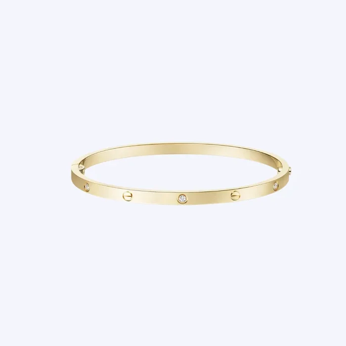 3.8mm Diamond Screw Motif Bangle Bracelet