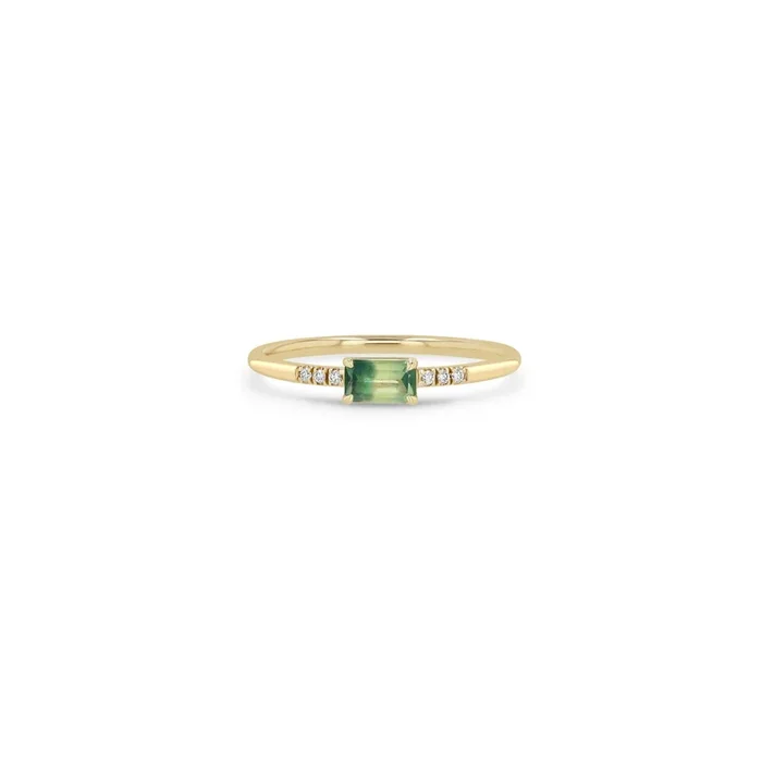 .32 ctw Emerald Cut Ombre Sapphire & Pavé Diamond Ring