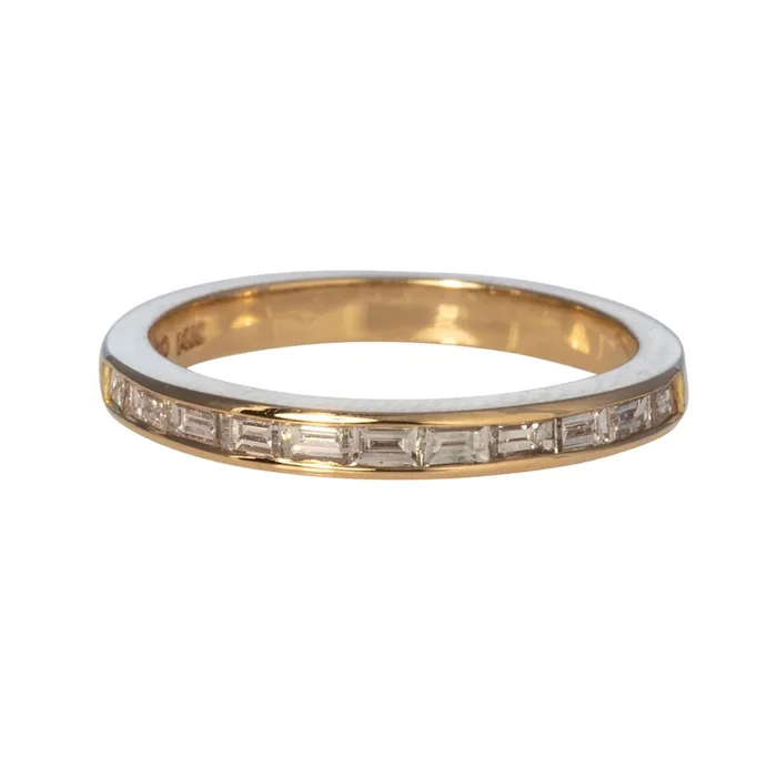 .32ctw Baguette Diamond Channel Set 14K Yellow Gold Halfway Band