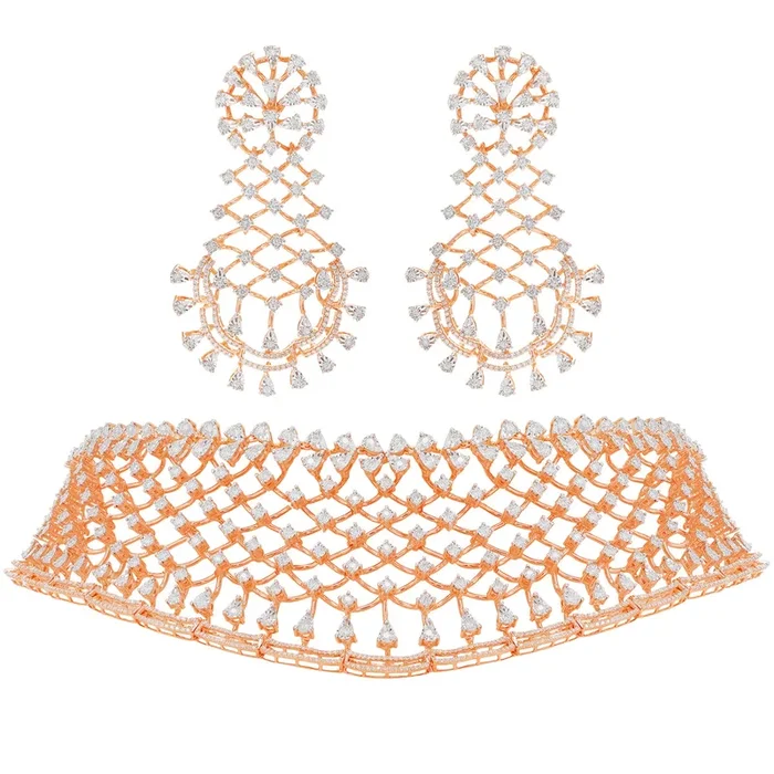 4.09Ct VVS/EF Diamond Choker Set in 18K Rose Gold