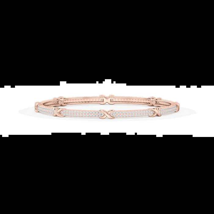 4 ½ ctw Round Lab Grown Diamond X Bangle Bracelet – 7.25 Inches