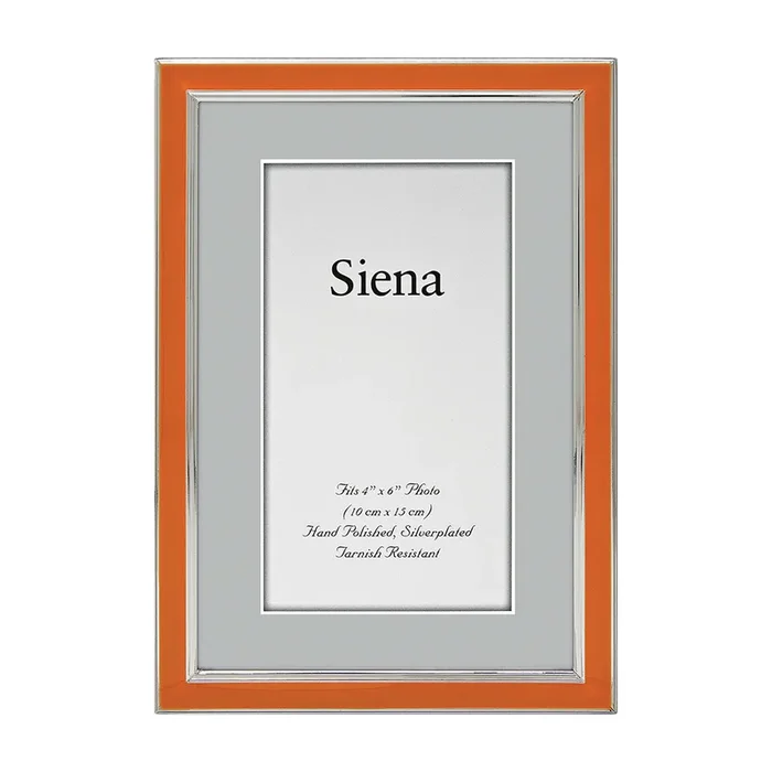 4×6 Orange Enamel Silver Plated Picture Frame