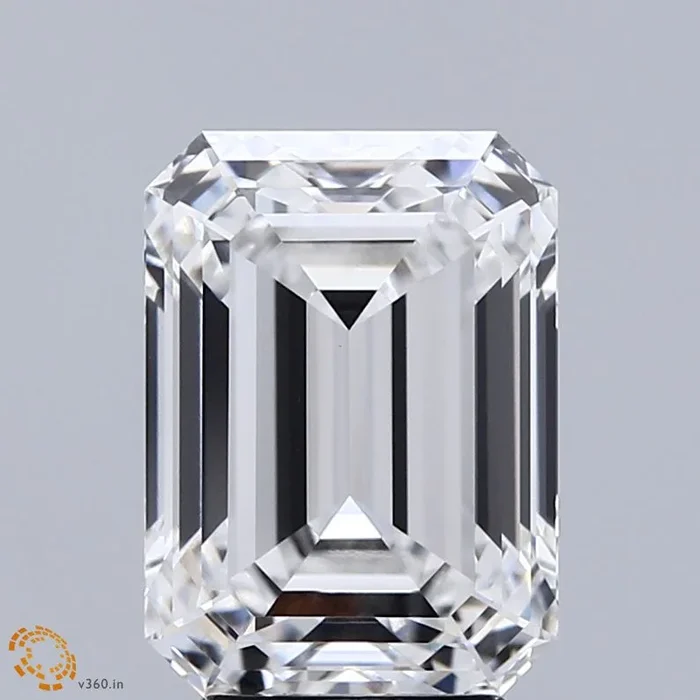 4.22 Carat Emerald Shaped, Ideal Cut, E Color, VVS2 Clarity, IGI Certified Lab Grown Diamond