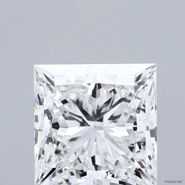 4.66 Carat Princess Shaped, Ideal Cut, F Color, VVS2 Clarity, IGI Certified Lab Grown Diamond