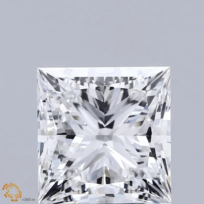 4.69 Carat Princess Shaped, Ideal Cut, E Color, VVS2 Clarity, IGI Certified Lab Grown Diamond
