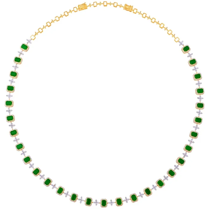4.81Ct VVS/FG Diamond Necklace With Gemstones in 18K Gold