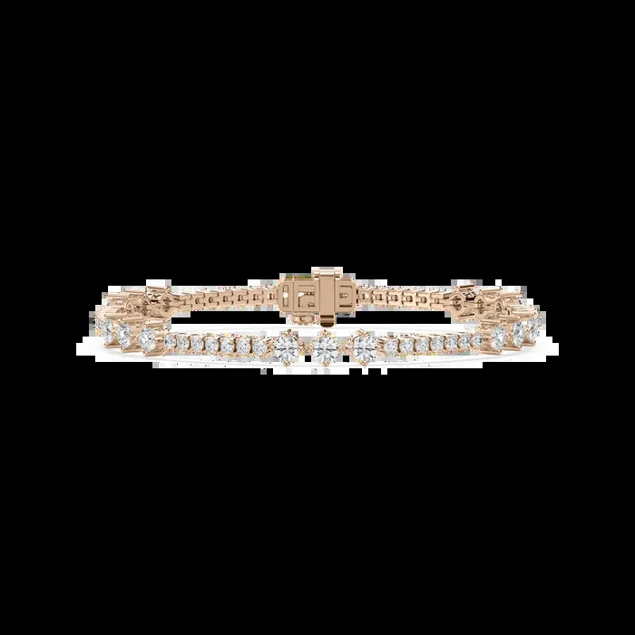 4 ctw Round Lab Grown Diamond Three Stone Station Tennis Bracelet – 7 Inches
