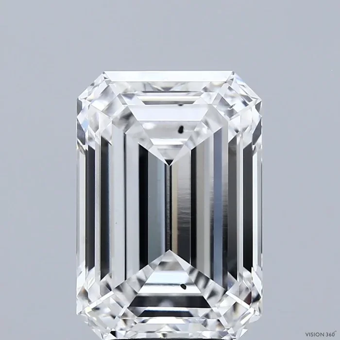 5.02 Carat Emerald Shaped, Ideal Cut, E Color, SI1 Clarity, IGI Certified Lab Grown Diamond
