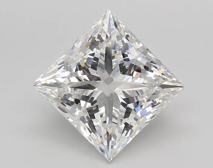 5.02 Carat Princess Shaped, Ideal Cut, E Color, VVS2 Clarity, GIA Certified Lab Grown Diamond