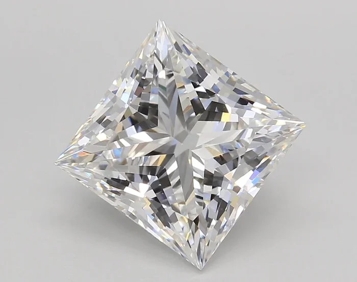 5.02 Carat Princess Shaped, Ideal Cut, F Color, VVS2 Clarity, GIA Certified Lab Grown Diamond