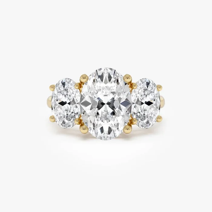 5.15 Ctw 14k Lab Grown Oval Shaped Three-Stone Diamond Engagement Ring – Laura