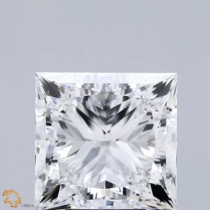 5.23 Carat Princess Shaped, Ideal Cut, E Color, VS1 Clarity, IGI Certified Lab Grown Diamond
