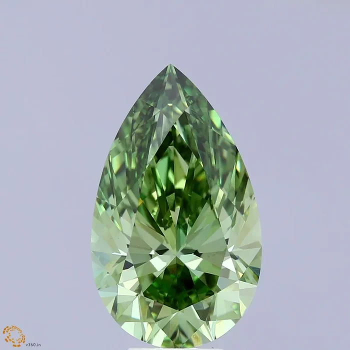 5.55 Carat Pear Shaped, Ideal Cut, FANCY VIVID GREEN Color, VVS2 Clarity, IGI Certified Lab Grown Diamond