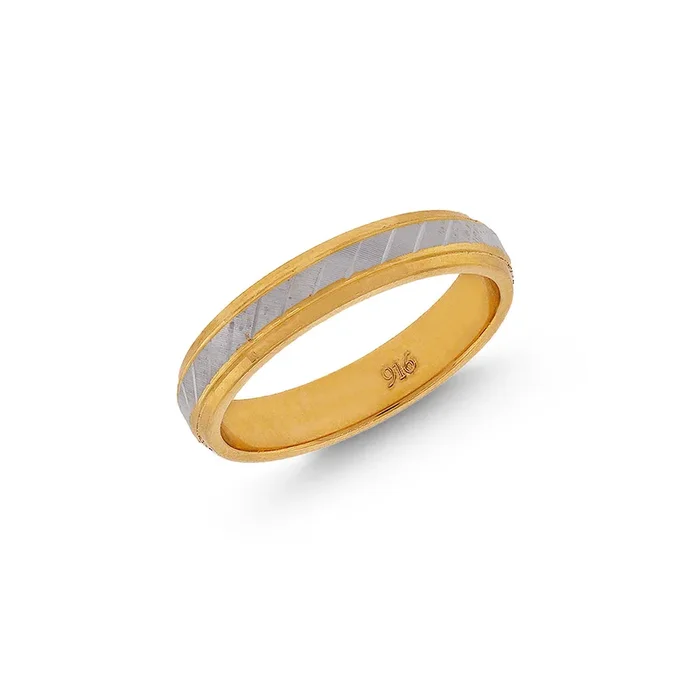 5.75 Size Two tone Band in 22K Gold