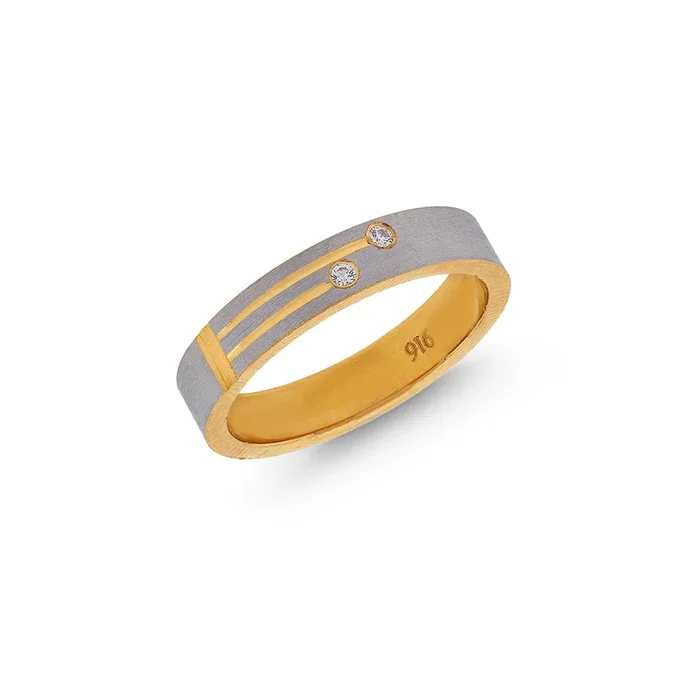 5.75 Size Two tone Band With CZ in 22K Gold