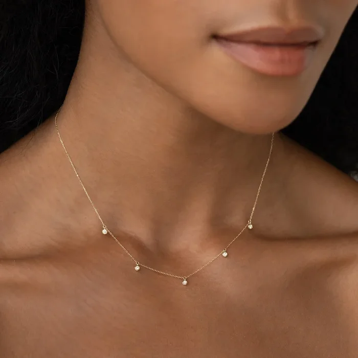 5-Diamond Necklace 14k Gold – Bette