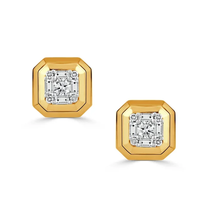 .52ctw Diamond Invisible Set 18K Gold Stud Earrings