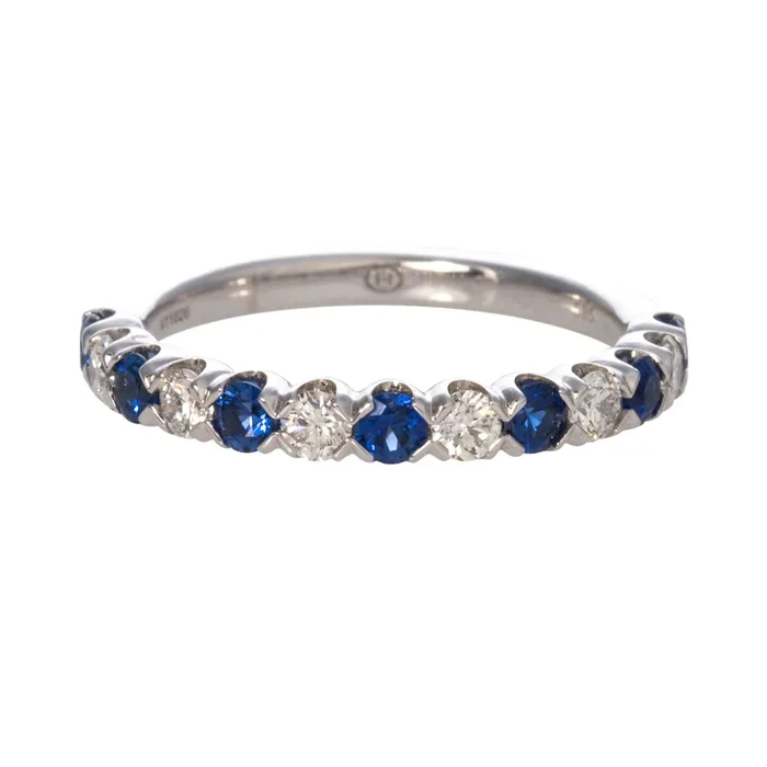 .55ct Sapphire & .39ct Diamond 14K White Gold Halfway Band