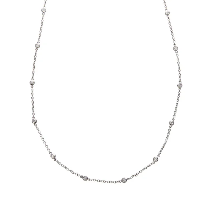 .56ctw Diamond by the Yard 14-Station 14K White Gold Necklace