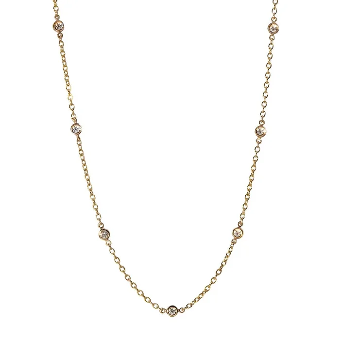 .56ctw Diamond by the Yard 7 Station 14K Yellow Gold Necklace