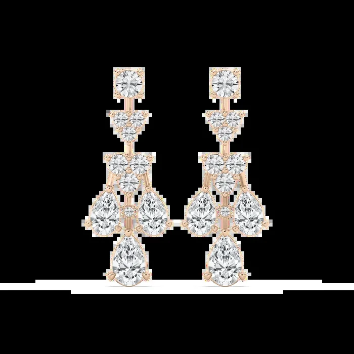 6 ctw Pear & Round Lab Grown Diamond Dangle Earrings