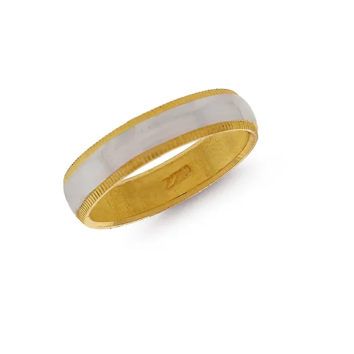 6 Size Milgrain Two-tone Band in 22K Gold