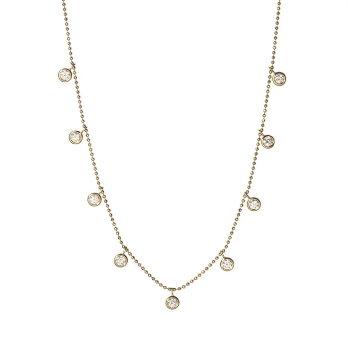 .69ctw Diamond Bezel Drop Station 14K Yellow Gold Necklace