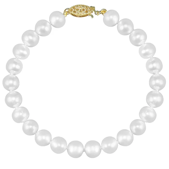 6MM Round Pearl 7.25-inch Bracelet in 14KT Yellow Gold