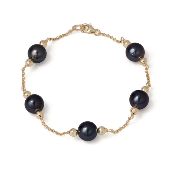 7.5-8″ Hawaiian Black Coral Bracelet in Gold