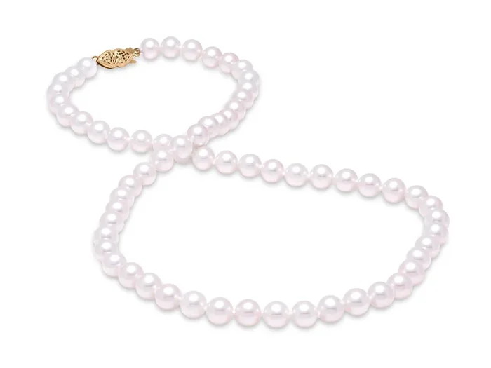 7.5-8mm Freshwater Pearl Strand 14K Gold Filigree Clasp Necklace