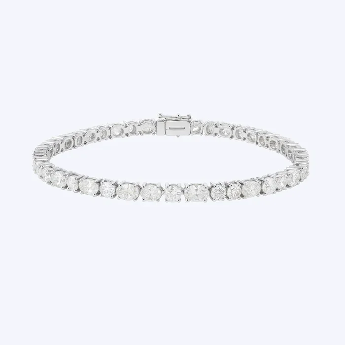 7.60ctw Oval and Round Diamond Alternating Tennis Bracelet