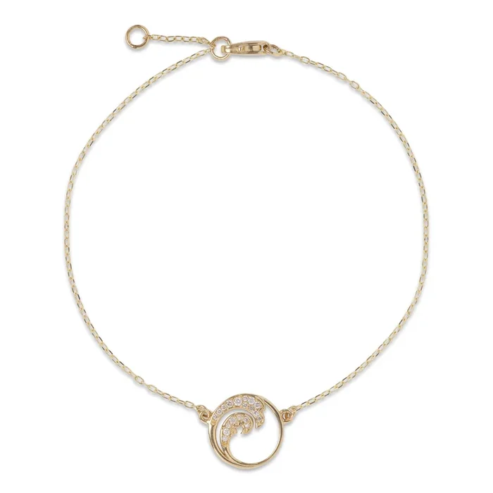 7-7.5″ Adjustable Nalu Bracelet in Gold with Diamonds