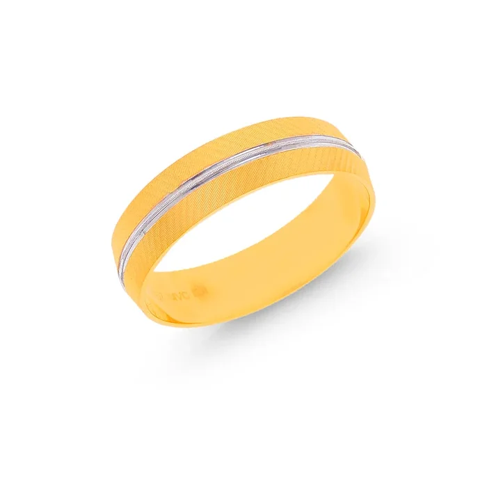 7.75 Size Two tone Band in 22K Gold