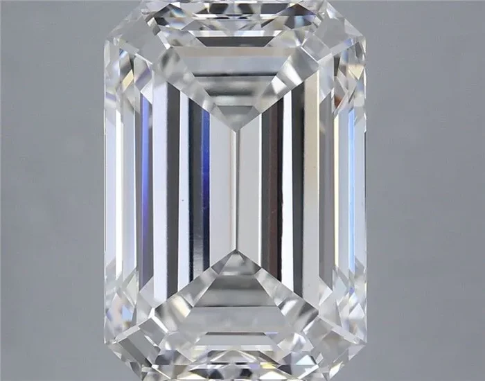 7.92 Carat Emerald Shaped, Ideal Cut, F Color, VVS2 Clarity, IGI Certified Lab Grown Diamond