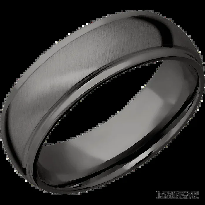 7 mm wide Domed Stepped Down Edges Tantalum Noir band.