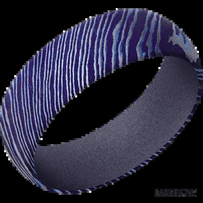 7 mm wide Domed Titanium Damascus band featuring a Crushed Orchid sleeve.