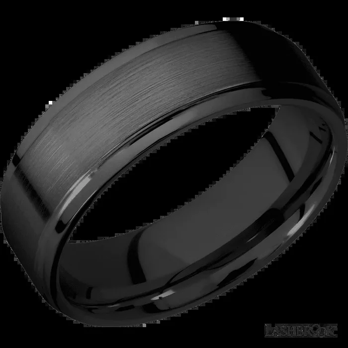 7 mm wide Flat Grooved Edges Zirconium band.