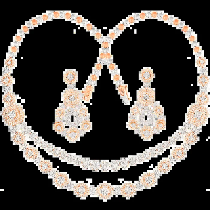 8.59Ct VVS/FG Diamond Necklace Set in 18K Rose Gold